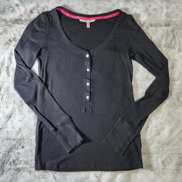 Victoria's Secret Other - Victoria's Secret Black Soft and Stretchy Henley Long Sleeve Sleep Shirt - S